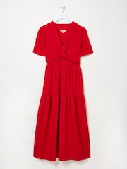 FatFace Bright Red Gigi Midi Dress - Image 9 of 9