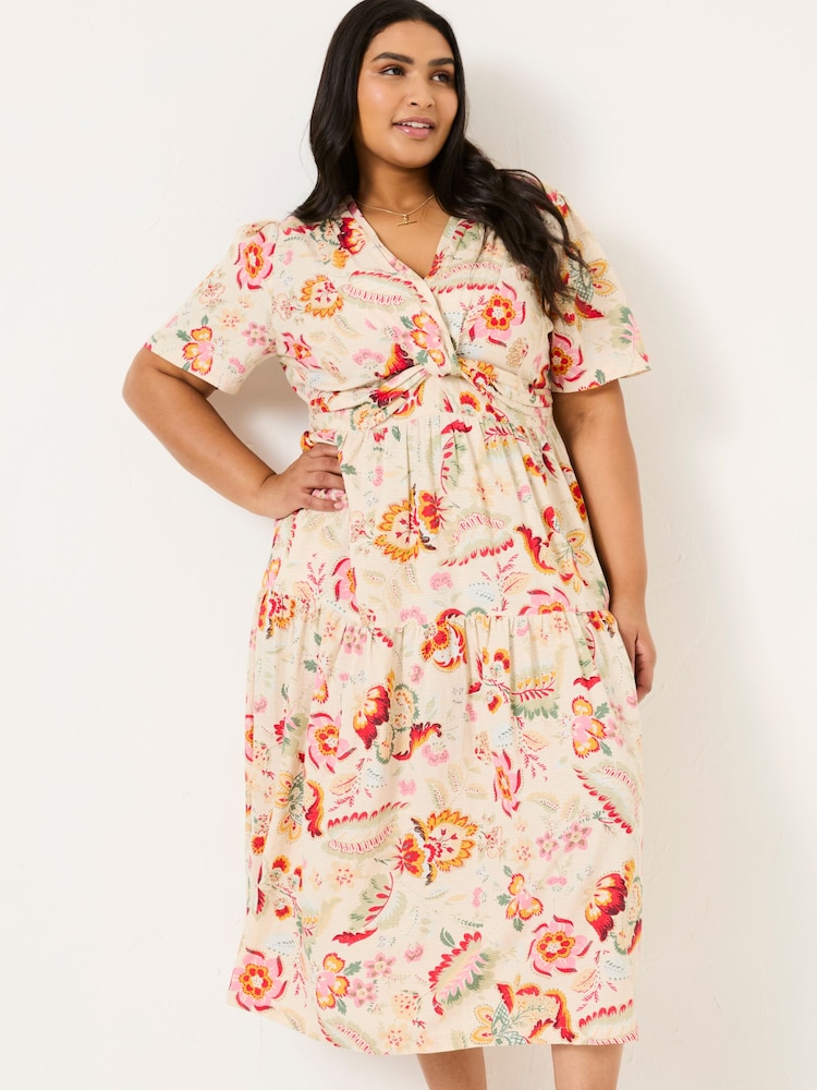 FatFace Cream Historical Floral Gigi Midi Dress - Image 9 of 10
