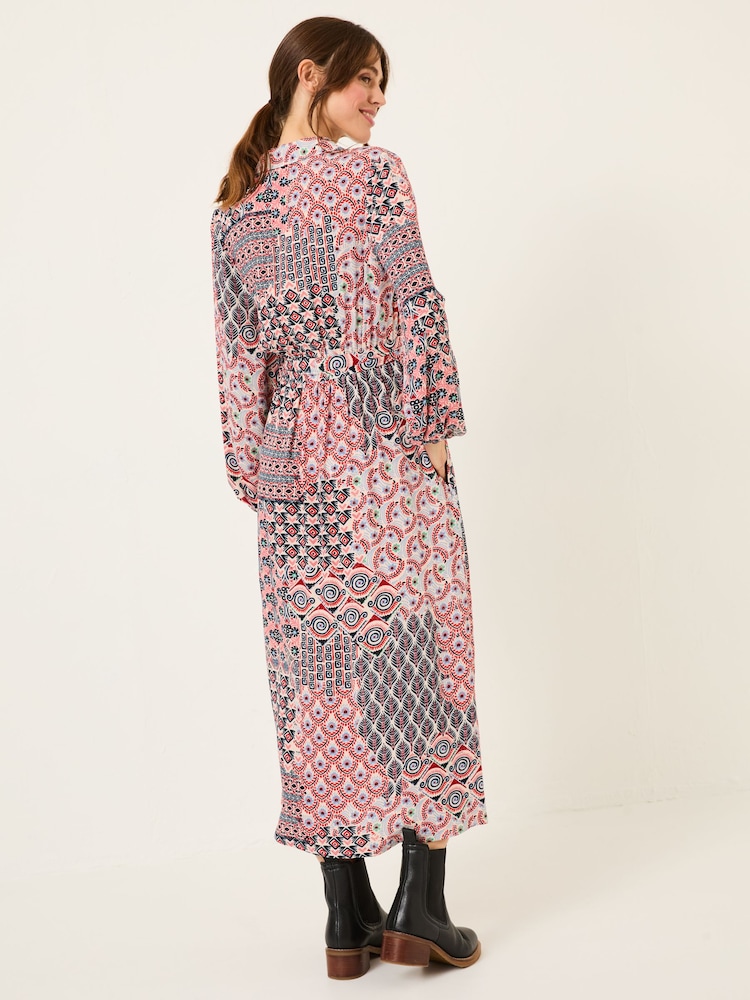 FatFace Scheana Ivory Geo Patchwork Midi Dress - Image 3 of 10