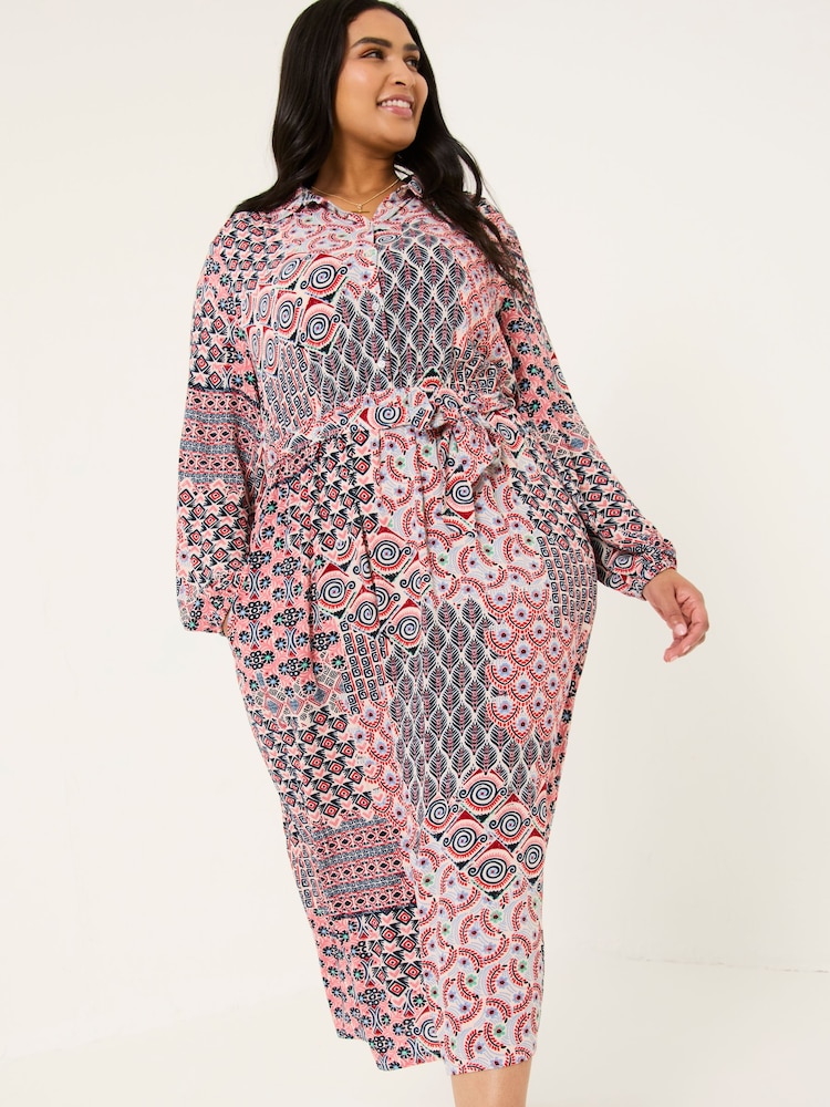 FatFace Scheana Ivory Geo Patchwork Midi Dress - Image 6 of 10
