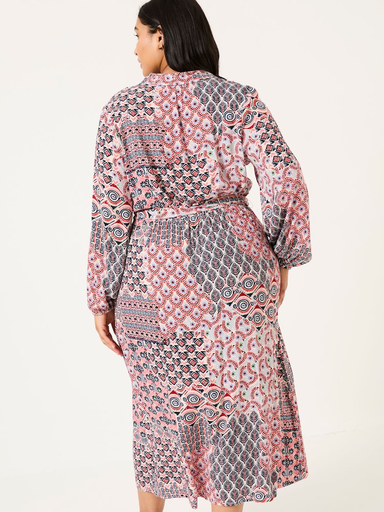 FatFace Scheana Ivory Geo Patchwork Midi Dress - Image 7 of 10