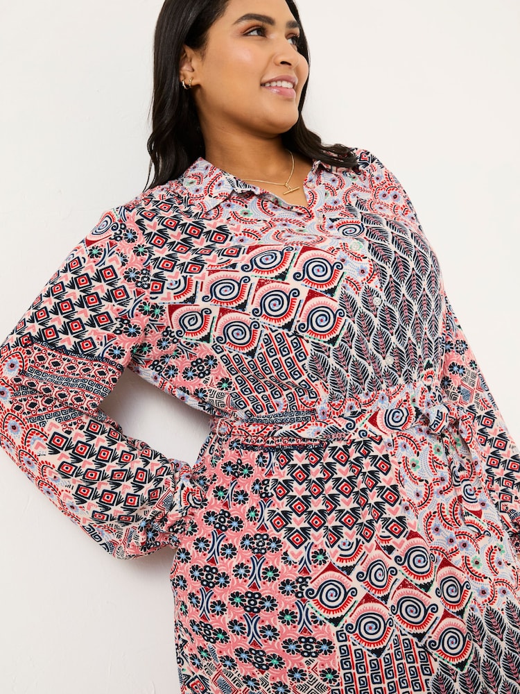 FatFace Scheana Ivory Geo Patchwork Midi Dress - Image 8 of 10