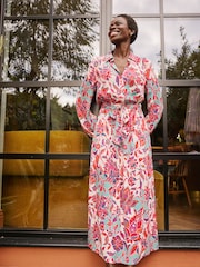 FatFace Scheana Pink Floral Midi Dress - Image 1 of 6