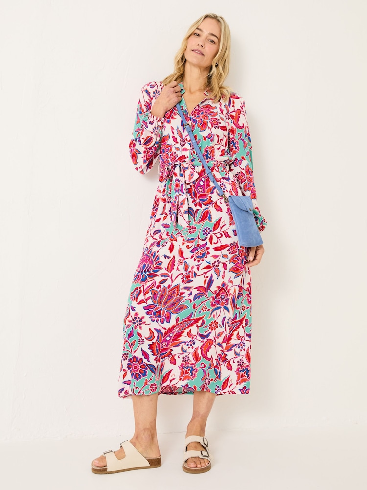FatFace Scheana Pink Floral Midi Dress - Image 2 of 6