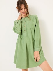FatFace Olive Green Aida 100% Cotton Cord Tunic Dress - Image 1 of 6