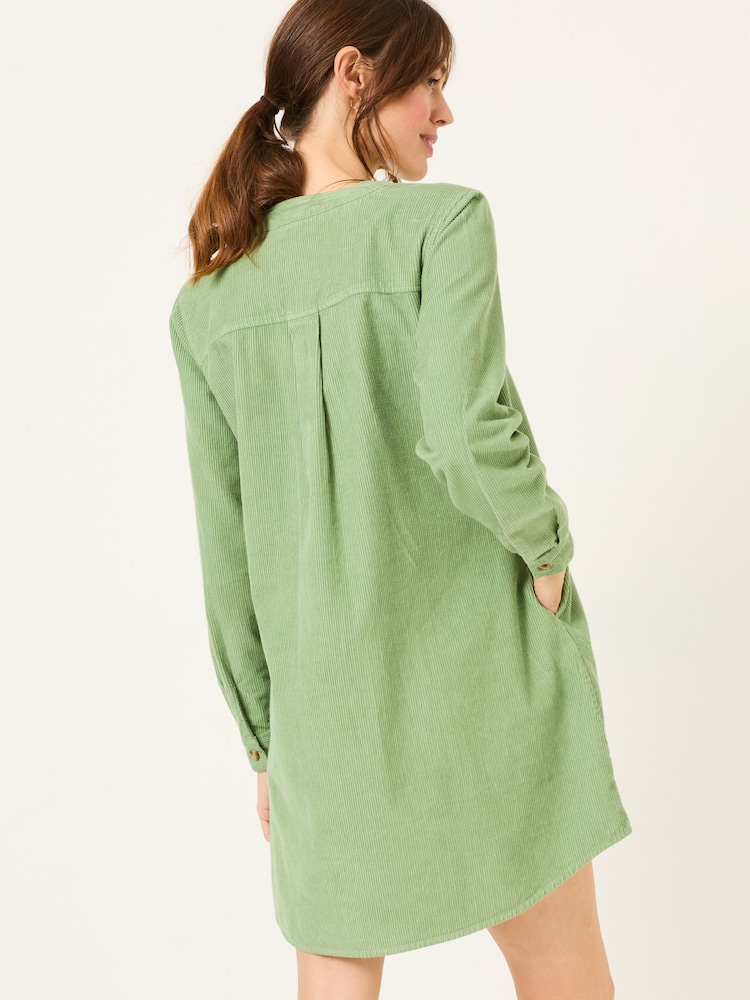 FatFace Olive Green Aida 100% Cotton Cord Tunic Dress - Image 2 of 6