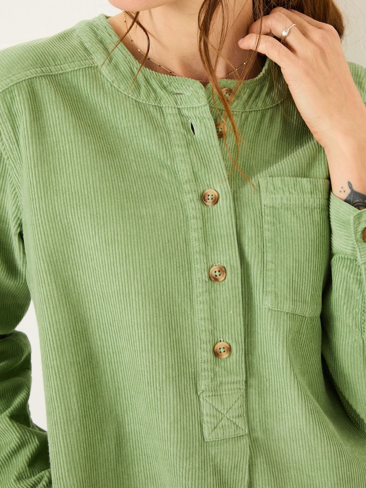 FatFace Olive Green Aida 100% Cotton Cord Tunic Dress - Image 3 of 6