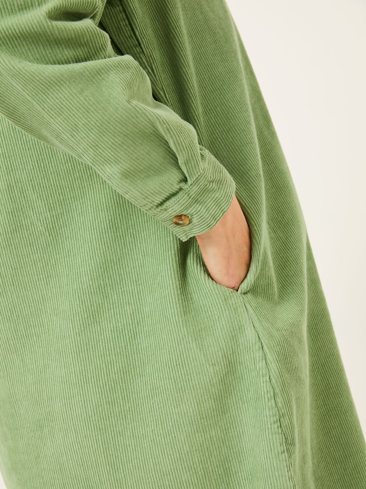 FatFace Olive Green Aida 100% Cotton Cord Tunic Dress - Image 4 of 6