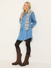 FatFace Blue Denim Aida 100% Cotton Cord Tunic Dress - Image 3 of 10