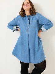 FatFace Blue Denim Aida 100% Cotton Cord Tunic Dress - Image 6 of 10