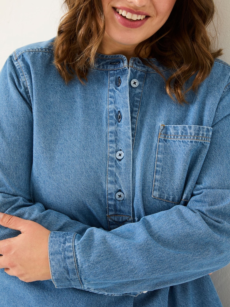 FatFace Blue Denim Aida 100% Cotton Cord Tunic Dress - Image 9 of 10