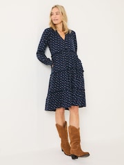 FatFace Navy Ivana Jersey 100% Cotton Dress - Image 1 of 10