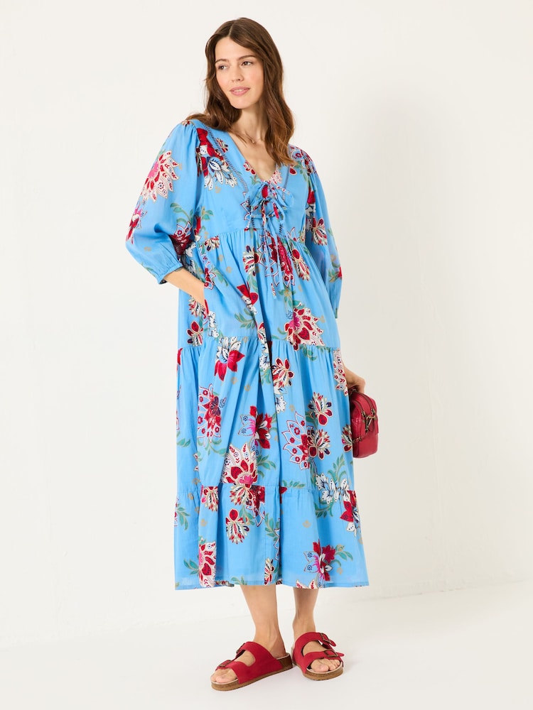 FatFace Bright Blue 100% Cotton Frankie Maxi Dress - Image 2 of 13