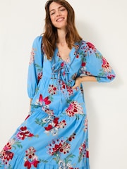 FatFace Bright Blue 100% Cotton Frankie Maxi Dress - Image 4 of 13