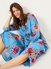 FatFace Bright Blue 100% Cotton Frankie Maxi Dress - Image 5 of 13