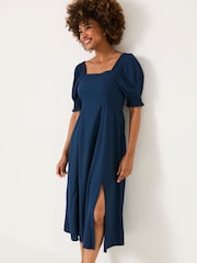 FatFace Indigo Blue Bloom Midi Dress - Image 1 of 11