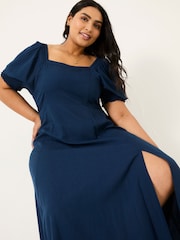 FatFace Indigo Blue Bloom Midi Dress - Image 10 of 11