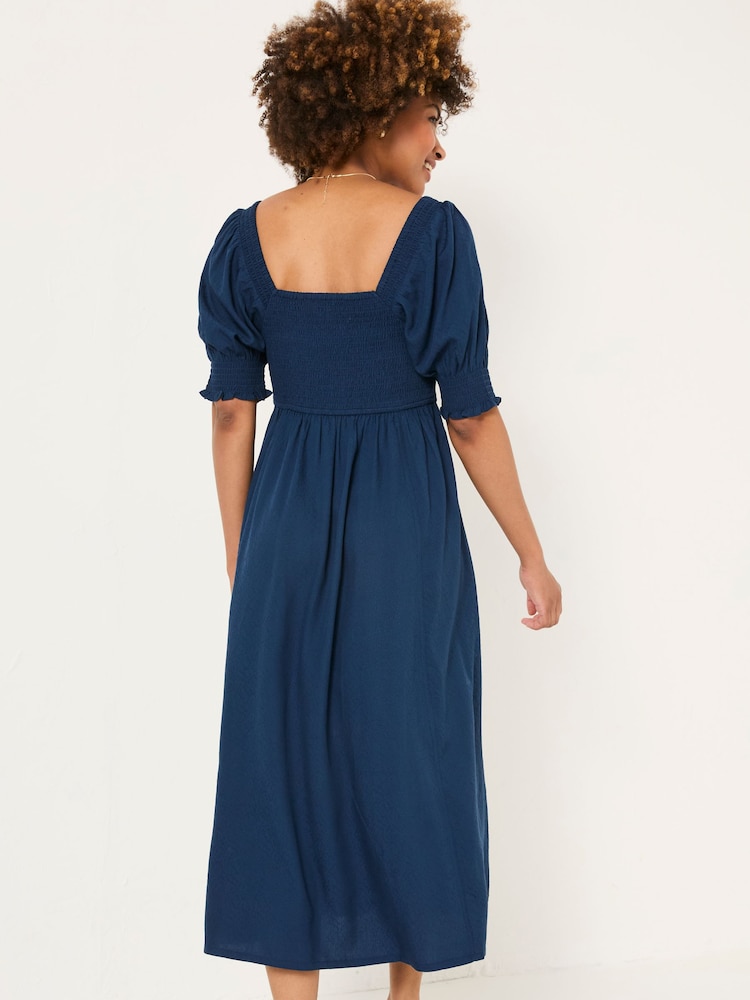 FatFace Indigo Blue Bloom Midi Dress - Image 2 of 11
