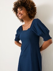 FatFace Indigo Blue Bloom Midi Dress - Image 3 of 11