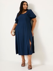 FatFace Indigo Blue Bloom Midi Dress - Image 6 of 11