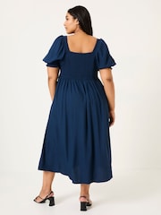 FatFace Indigo Blue Bloom Midi Dress - Image 7 of 11