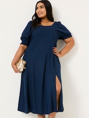 FatFace Indigo Blue Bloom Midi Dress - Image 8 of 11