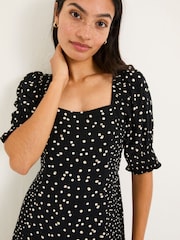 Black Bloom Polka Dot Midi Dress - Image 4 of 9