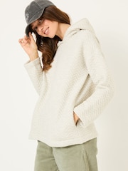 FatFace Grey Quilted Overhead 100% Cotton Hoodie - Image 1 of 8