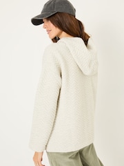 FatFace Grey Quilted Overhead 100% Cotton Hoodie - Image 2 of 8