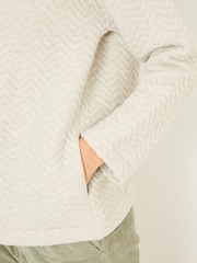 FatFace Grey Quilted Overhead 100% Cotton Hoodie - Image 3 of 8