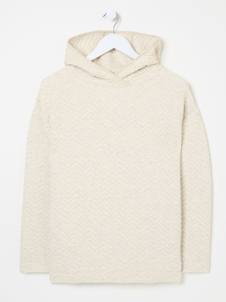 FatFace Grey Quilted Overhead 100% Cotton Hoodie - Image 8 of 8
