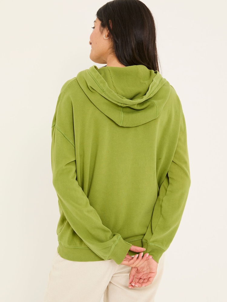 FatFace Bex Olive Green Bex Overhead 100% Cotton Hoodie - Image 2 of 10