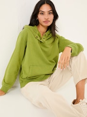 FatFace Bex Olive Green Bex Overhead 100% Cotton Hoodie - Image 4 of 10
