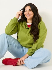 FatFace Bex Olive Green Bex Overhead 100% Cotton Hoodie - Image 8 of 10