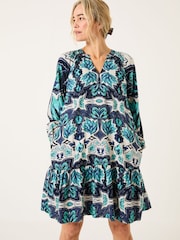 FatFace Amy Jade Green Sketched Leaves Mirrored Dress - Image 1 of 9