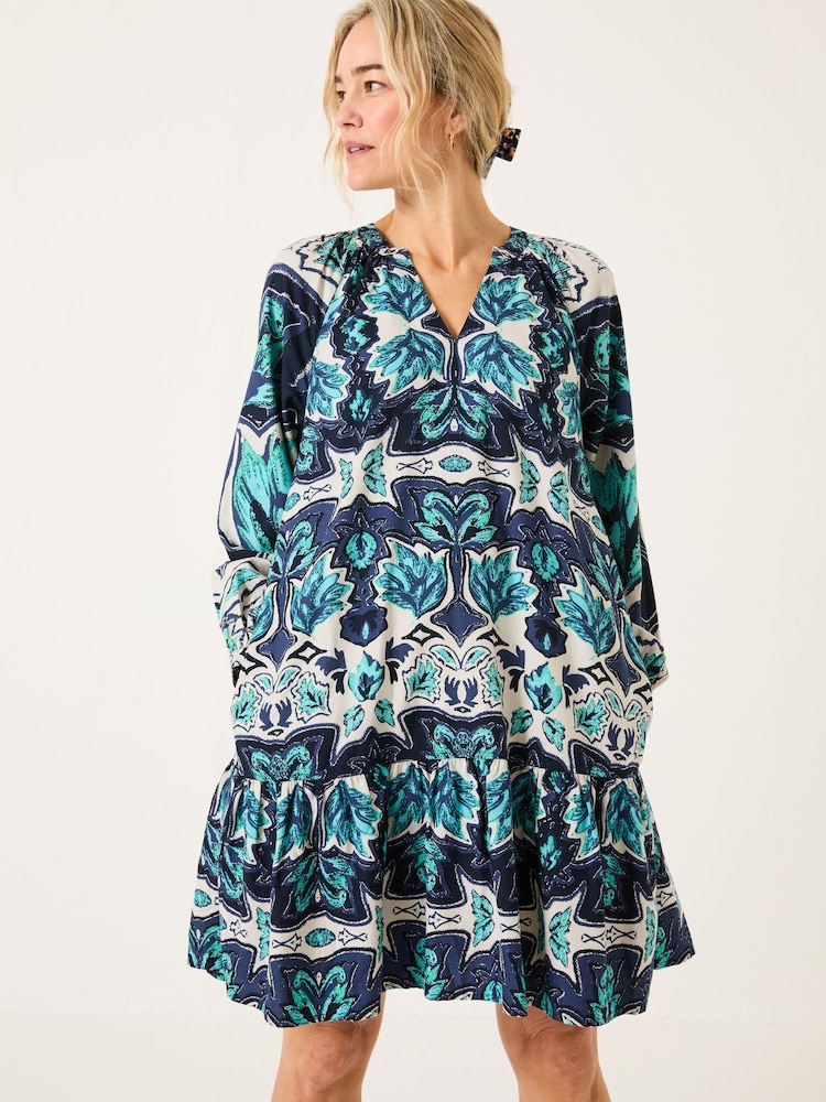 FatFace Amy Jade Green Sketched Leaves Mirrored Dress - Image 1 of 9