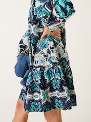 FatFace Amy Jade Green Sketched Leaves Mirrored Dress - Image 3 of 9