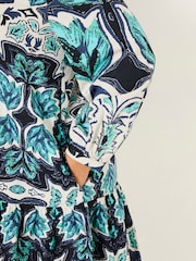 FatFace Amy Jade Green Sketched Leaves Mirrored Dress - Image 5 of 9