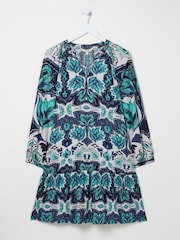 FatFace Amy Jade Green Sketched Leaves Mirrored Dress - Image 9 of 9