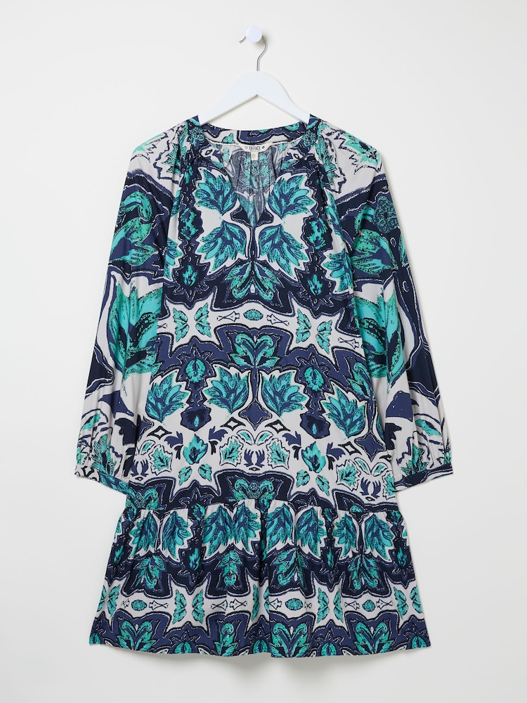 FatFace Amy Jade Green Sketched Leaves Mirrored Dress - Image 9 of 9