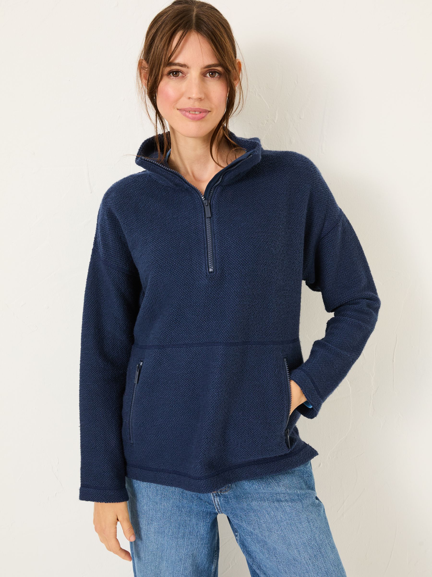 Fatface Navy Thea Half Neck Sweatshirt