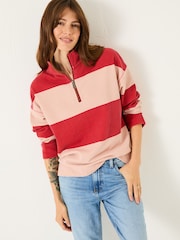 FatFace Airlie Pink Stripe Relaxed 100% Cotton Sweatshirt - Image 1 of 6