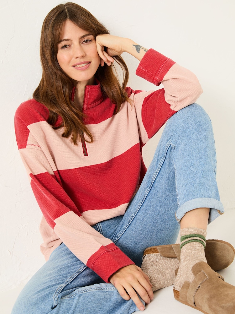 FatFace Airlie Pink Stripe Relaxed 100% Cotton Sweatshirt - Image 3 of 6
