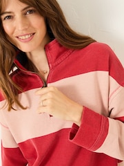 FatFace Airlie Pink Stripe Relaxed 100% Cotton Sweatshirt - Image 4 of 6