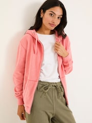 FatFace Amy Blush Pink Zip Through Hoodie - Image 1 of 6