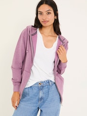 FatFace Amy Purple Marl Zip Through Hoodie - Image 1 of 5