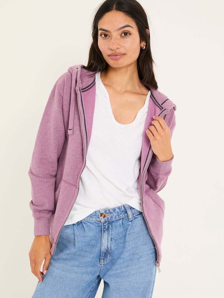 FatFace Amy Purple Marl Zip Through Hoodie - Image 1 of 5