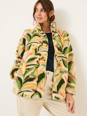 FatFace Natural Jungle Leaves Fleece Jacket - Image 2 of 7