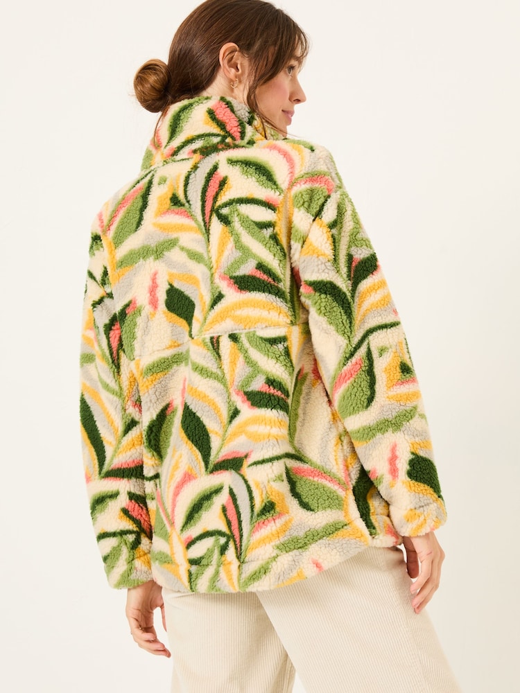 FatFace Natural Jungle Leaves Fleece Jacket - Image 3 of 7