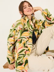 FatFace Natural Jungle Leaves Fleece Jacket - Image 4 of 7